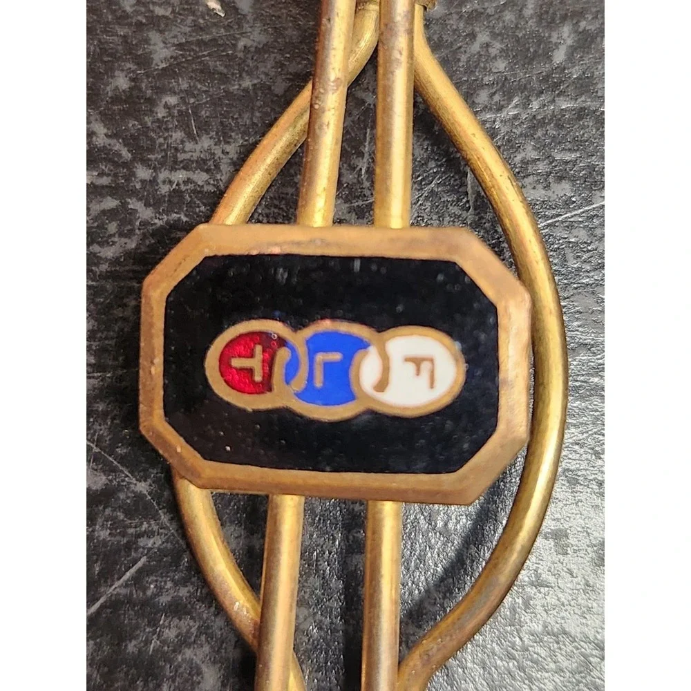 Vintage T.L.O.F. Fraternity Tie Clip Philadelphia Badge Co. Gold Tone Enamel